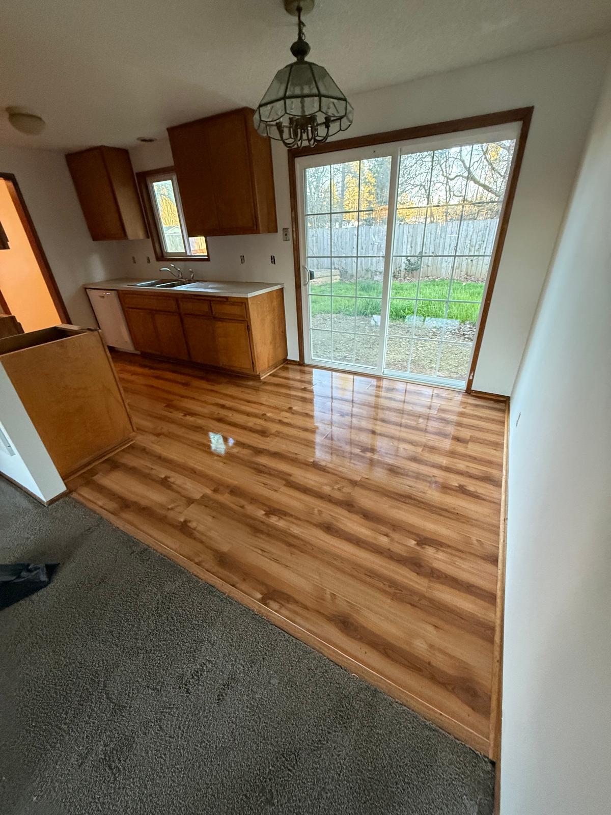 Kitchen and dining area after cleaning service